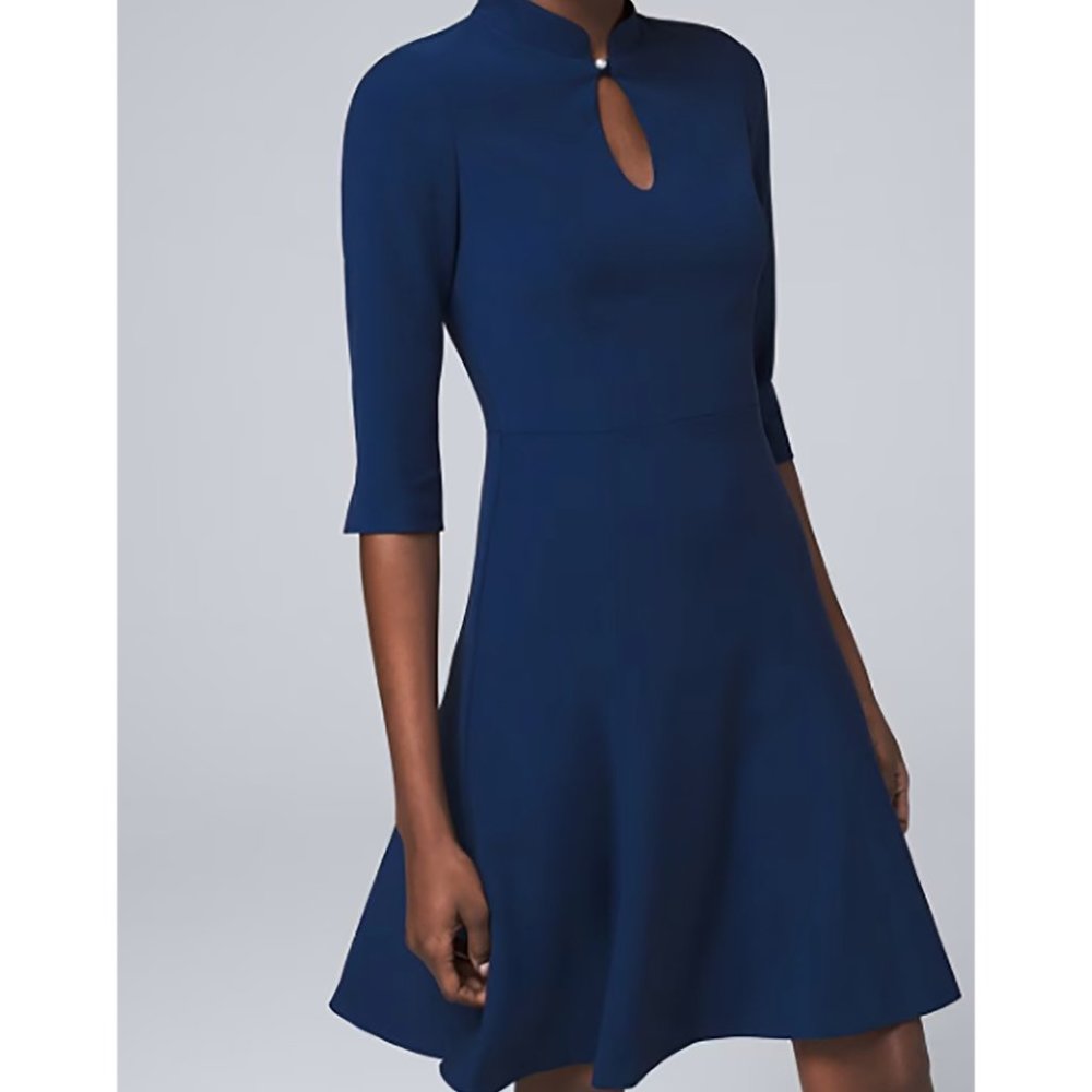 White House Black Market keyhole blue dress size 12